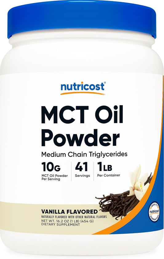 Nutricost Vanilla MCT Oil Powder (1 LB) - Ideal for Keto Diets, Zero Net Carbs, Non-GMO, Gluten Free