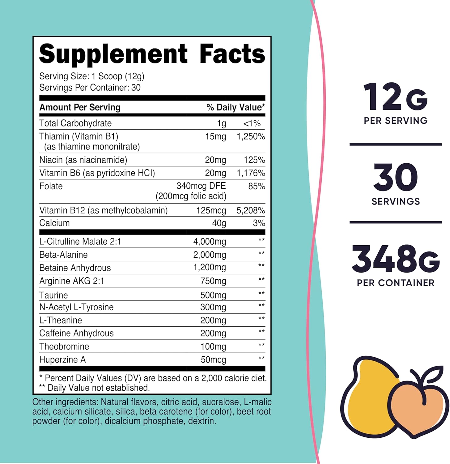 Nutricost Women's Peach Mango Pre-Workout Powder - 30 Servings