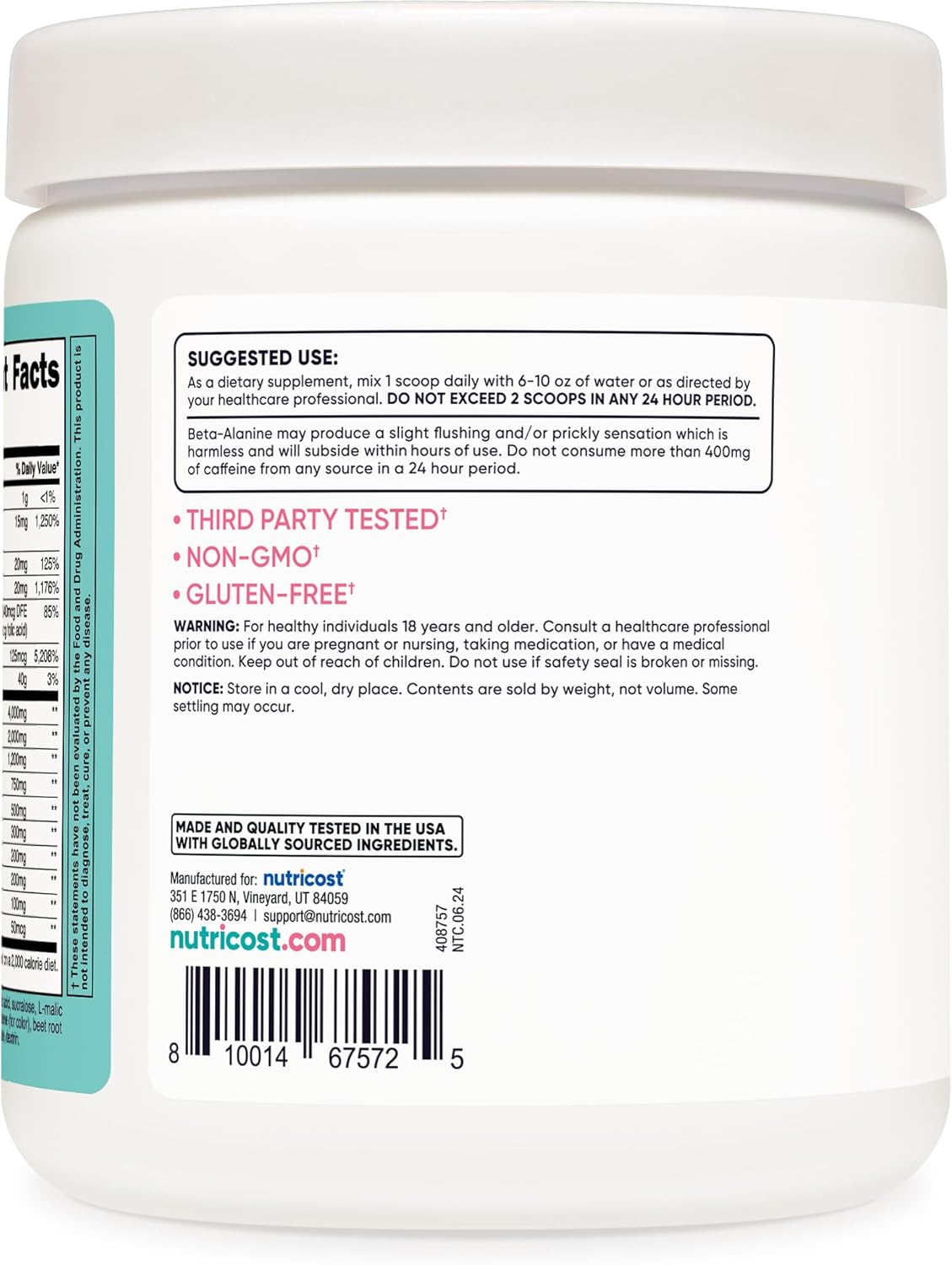 Nutricost Women's Peach Mango Pre-Workout Powder - 30 Servings