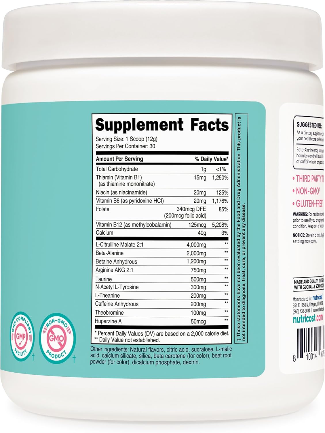 Nutricost Women's Peach Mango Pre-Workout Powder - 30 Servings
