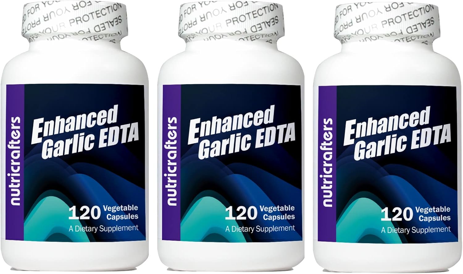 NutriCrafters Enhanced Garlic EDTA 3 Pack + Protect Minerals Bundle with 180 Capsules