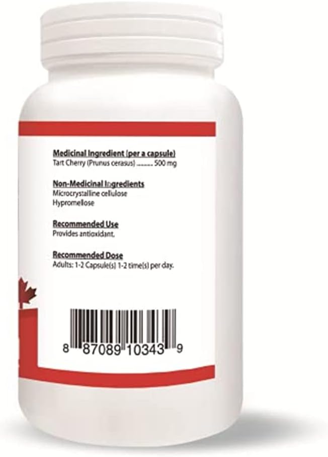 Nutridom 500mg Tart Cherry Capsules - 120 Count, Natural and Non-GMO from North America