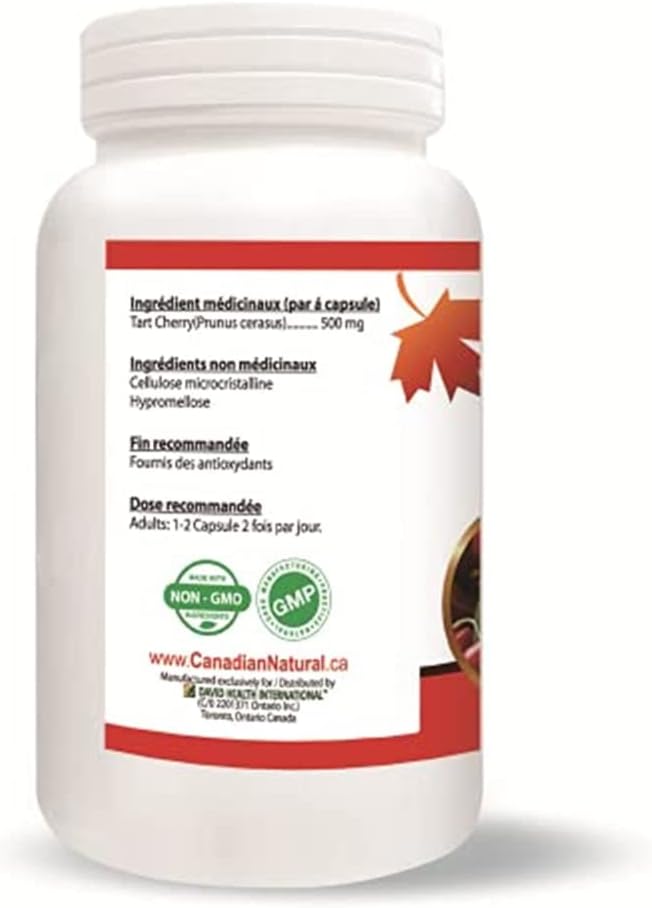 Nutridom 500mg Tart Cherry Capsules - 120 Count, Natural and Non-GMO from North America