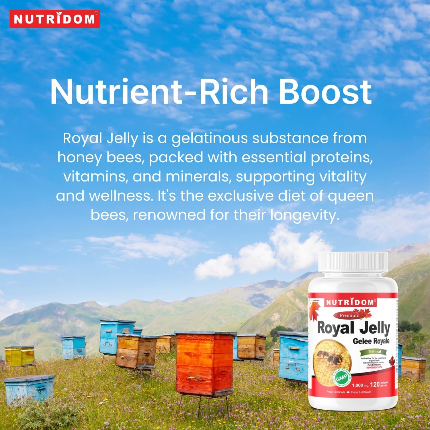 Nutridom Royal Jelly Softgels 1000mg - 120 Capsules (1 Bottle)