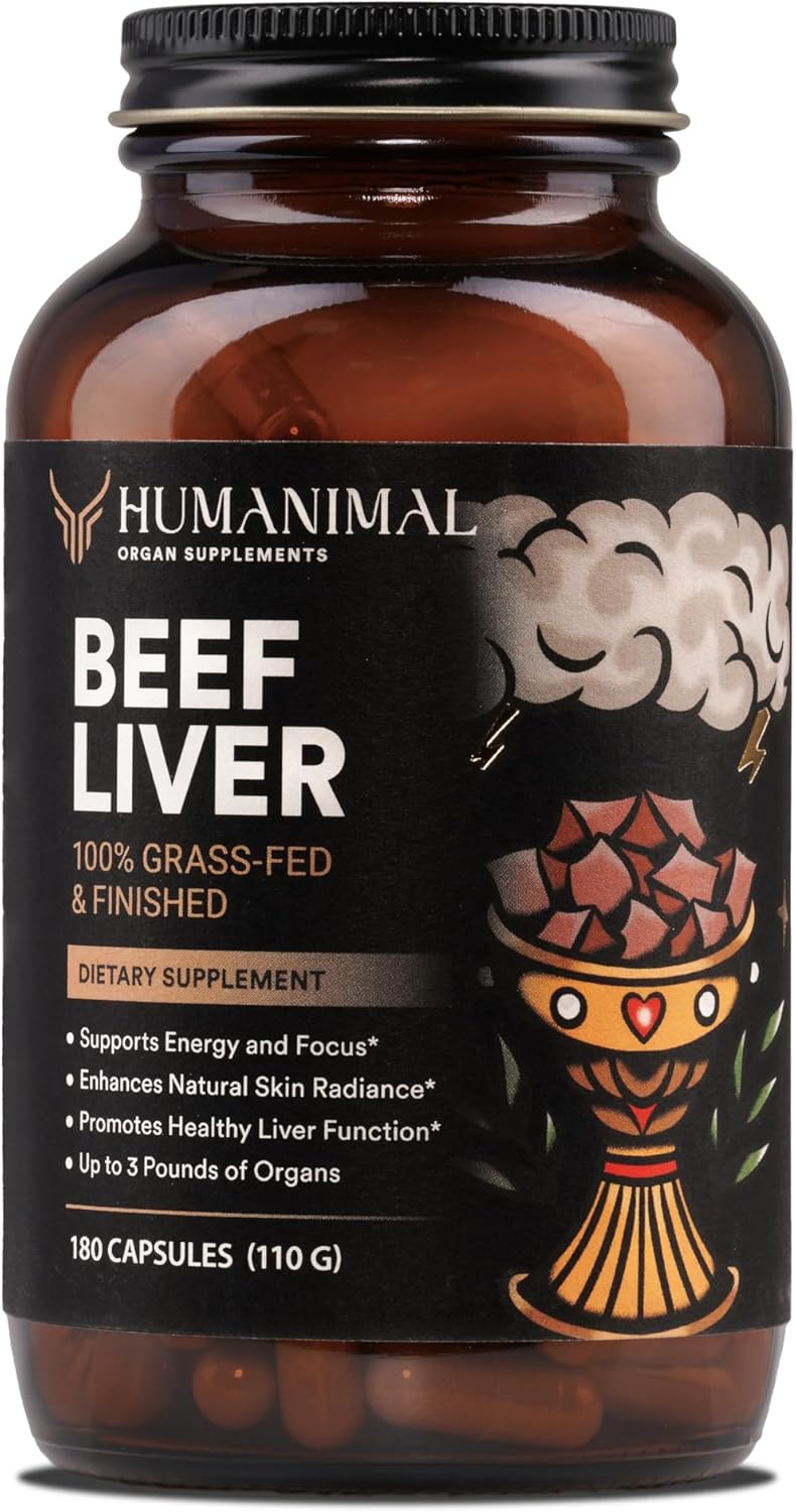 Nutrient-Dense Grass-Fed Beef Liver Capsules for Energy, Focus & Skin Health - 180 Capsules