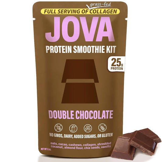 Nutrient-Packed Double Chocolate Collagen & Protein Meal Replacement Shake - 25g Protein, 11g Fiber, 2g Sugar - Pack of 6 Smoothie Kits - Delicious, Creamy, Gluten-Free, Non-GMO, USA Made