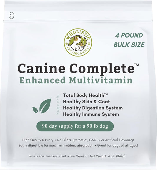 Nutrient-Rich Canine Complete Dog Multivitamin Powder - 4 Lb - Wholistic Pet Organics - Supplements for Immune System, Skin, Coat & Health