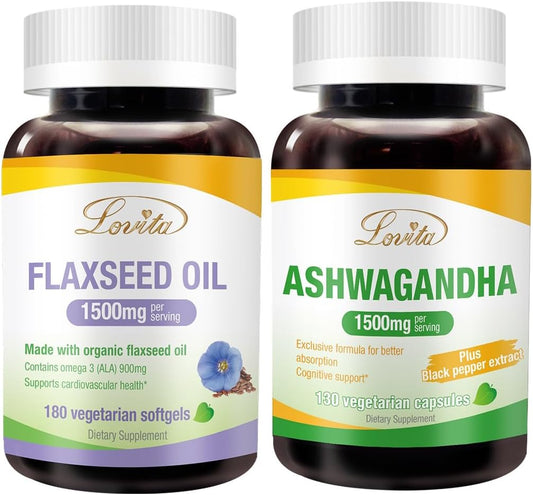 Nutrient-Rich Flaxseed Oil & Ashwagandha Bundle for Improved Nutrition and Well-Being