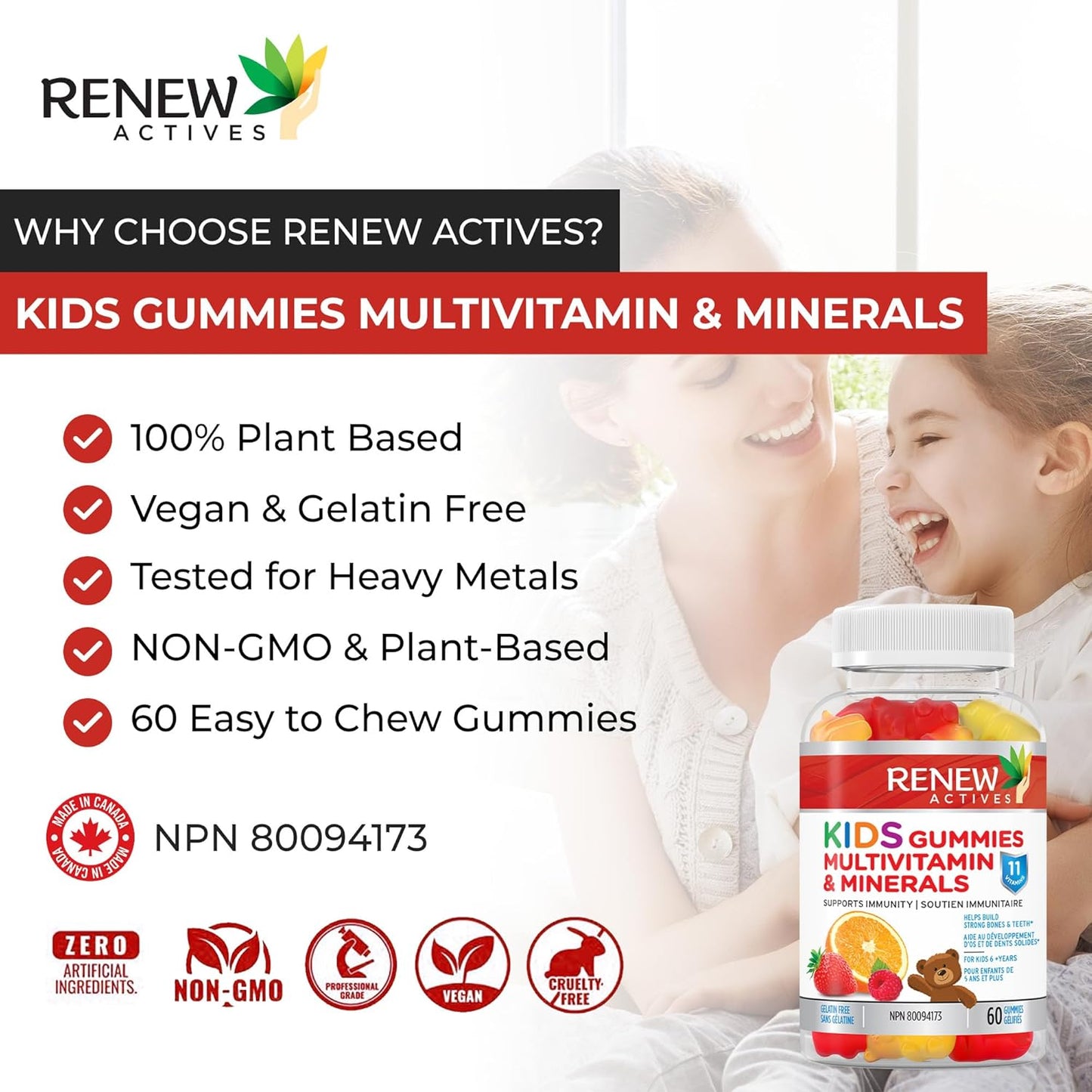 Nutrient-Rich Kids Multivitamin Gummies for Health & Wellness - Supports Hair, Skin, Nails, Eyesight, Bones, Teeth - Tasty & Effective - 60 Gummies