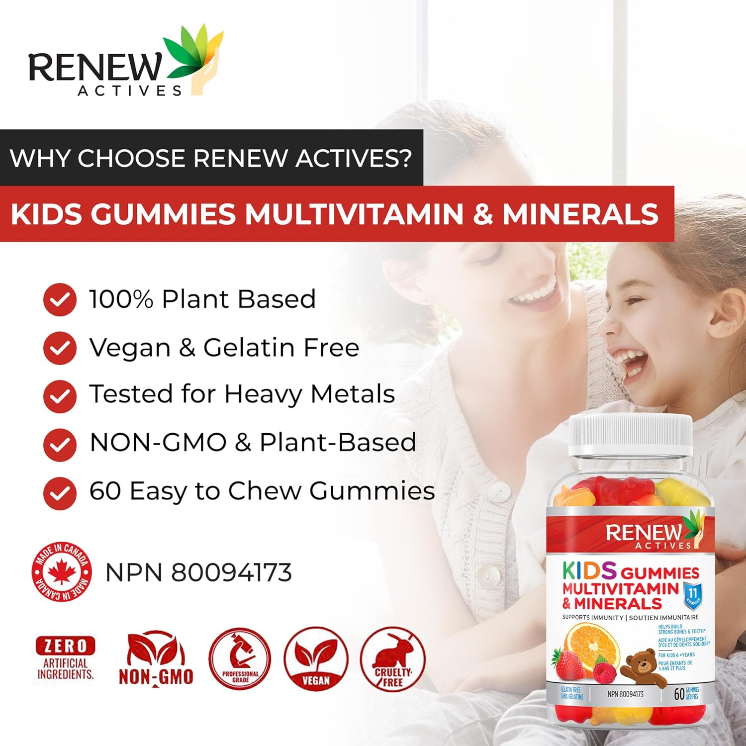 Nutrient-Rich Kids Multivitamin Gummies for Health & Wellness - Supports Hair, Skin, Nails, Eyesight, Bones, Teeth - Tasty & Effective - 60 Gummies