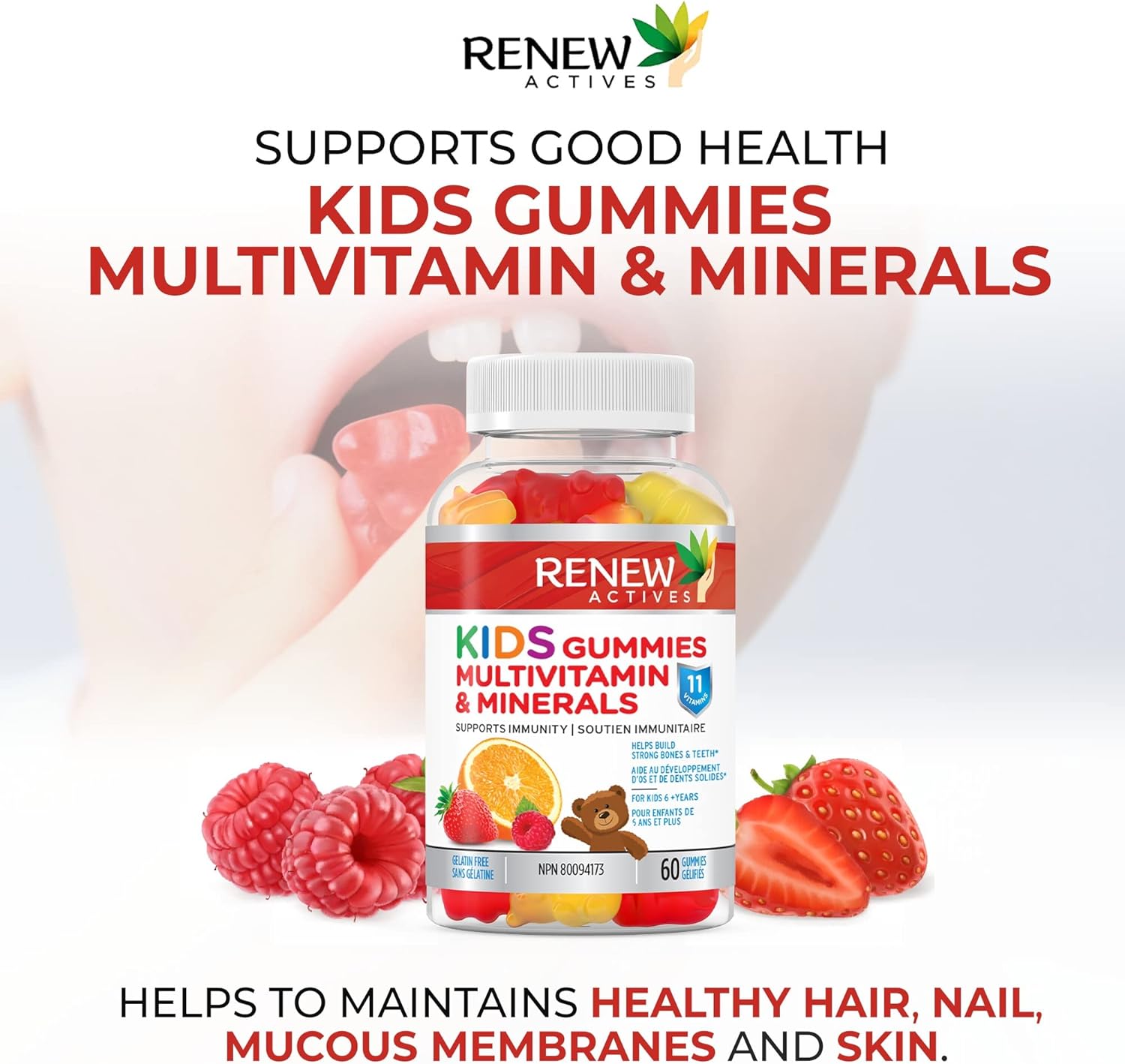 Nutrient-Rich Kids Multivitamin Gummies for Health & Wellness - Supports Hair, Skin, Nails, Eyesight, Bones, Teeth - Tasty & Effective - 60 Gummies