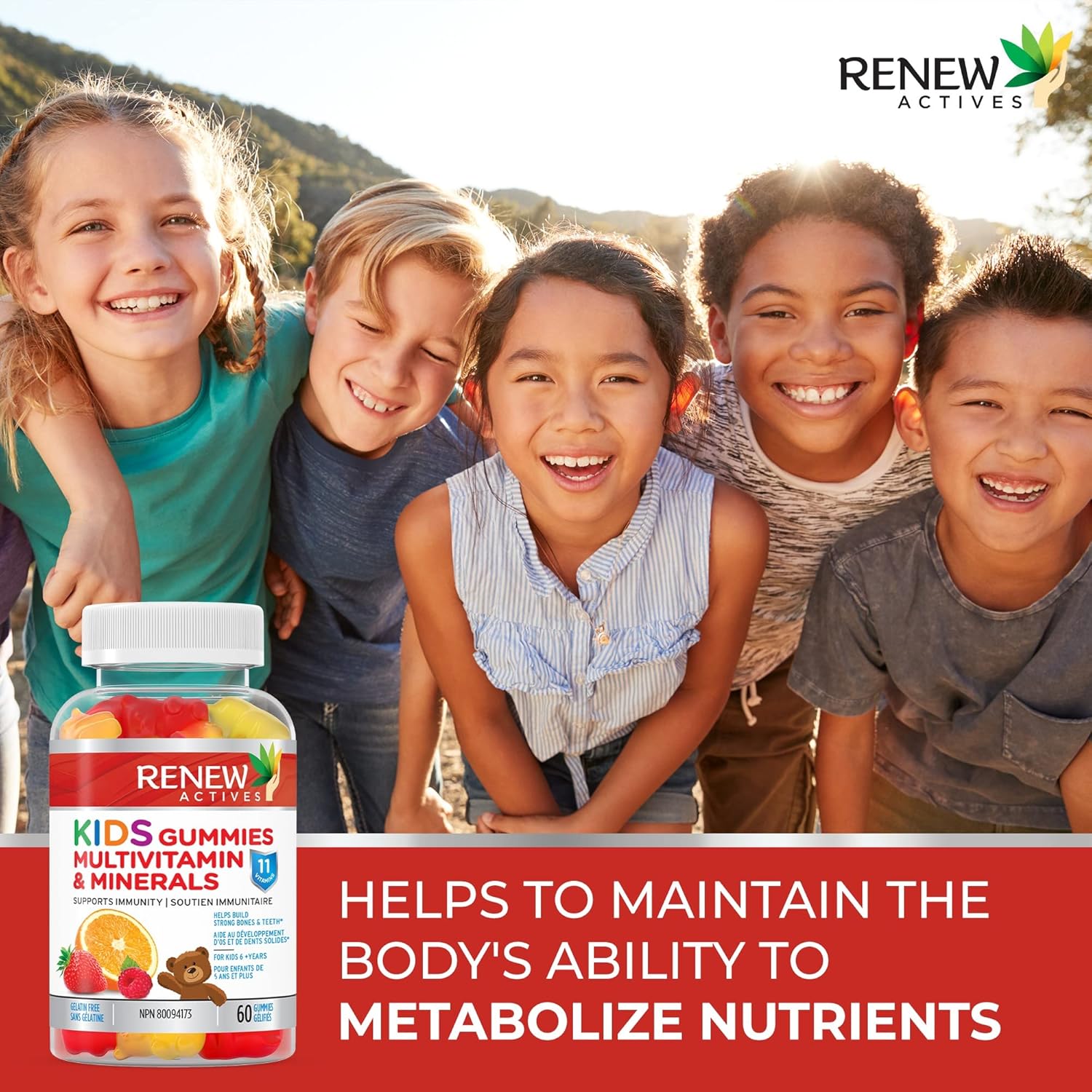 Nutrient-Rich Kids Multivitamin Gummies for Health & Wellness - Supports Hair, Skin, Nails, Eyesight, Bones, Teeth - Tasty & Effective - 60 Gummies