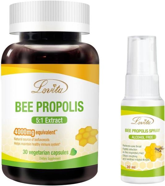 Nutrient-Rich Lovita Bee Propolis Capsule and Spray Bundle for Enhanced Nutrition and Well-Being