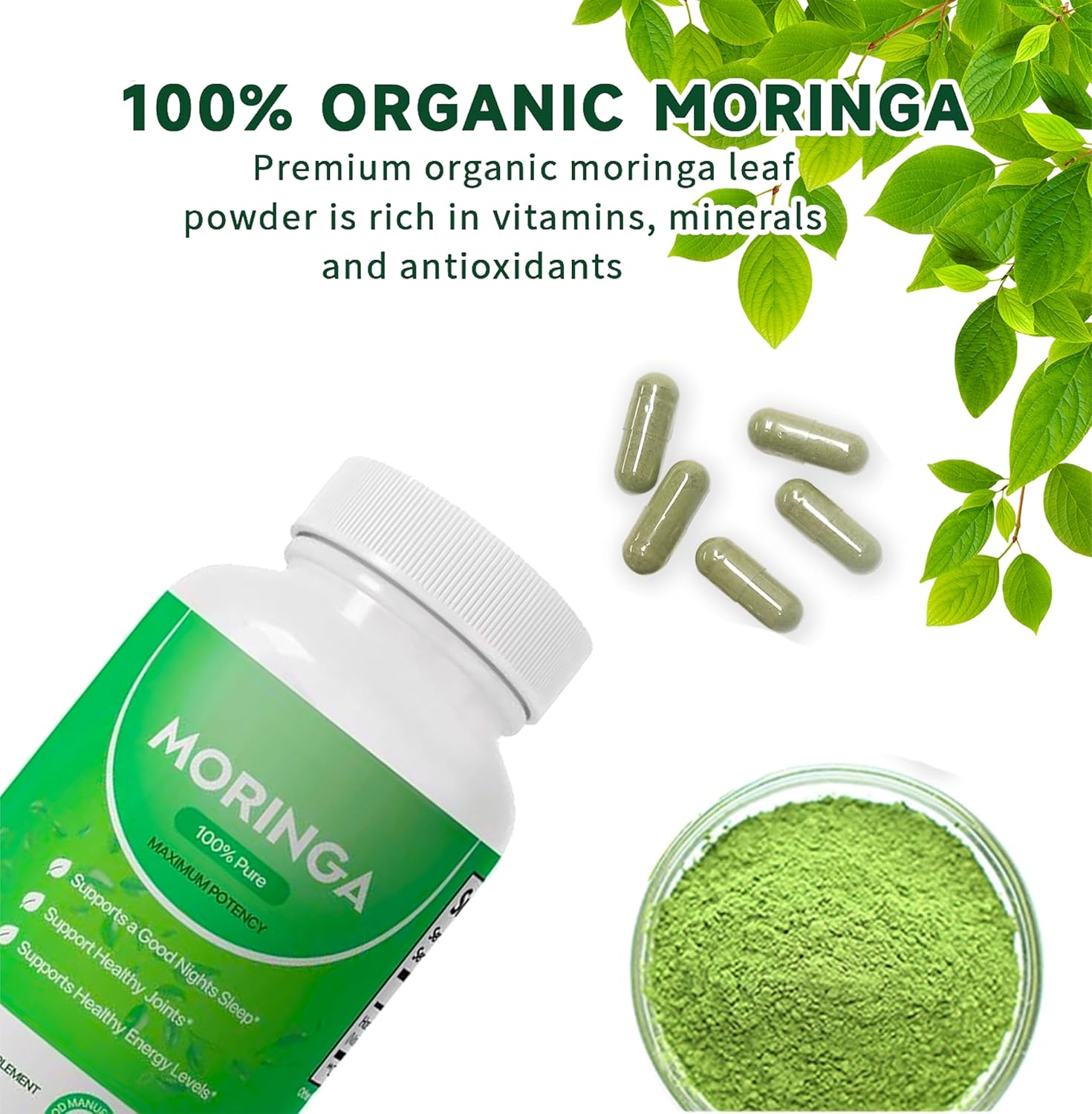 Nutrient-Rich Moringa Capsules - 800mg for Energy Boost & Wellness