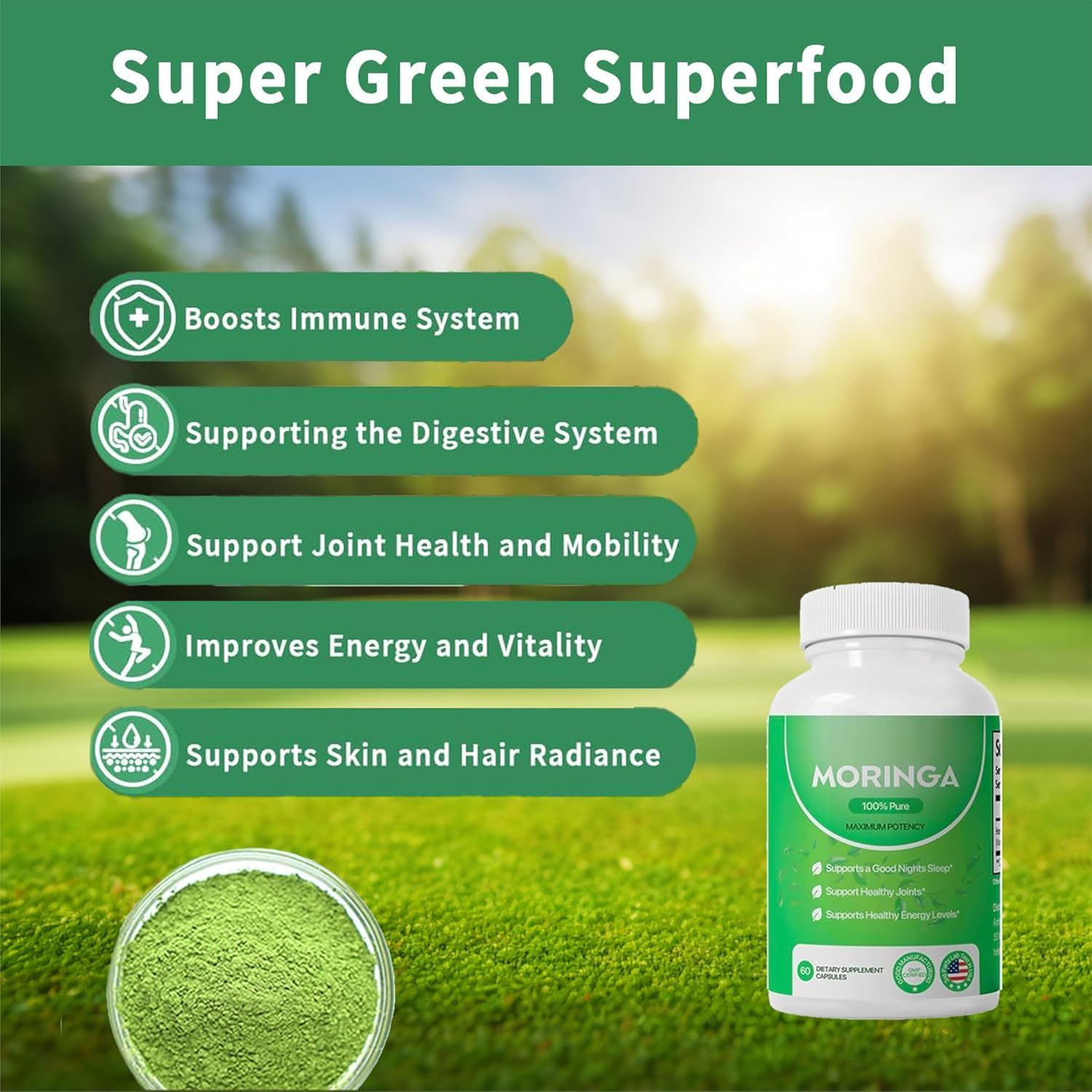 Nutrient-Rich Moringa Capsules - 800mg for Energy Boost & Wellness