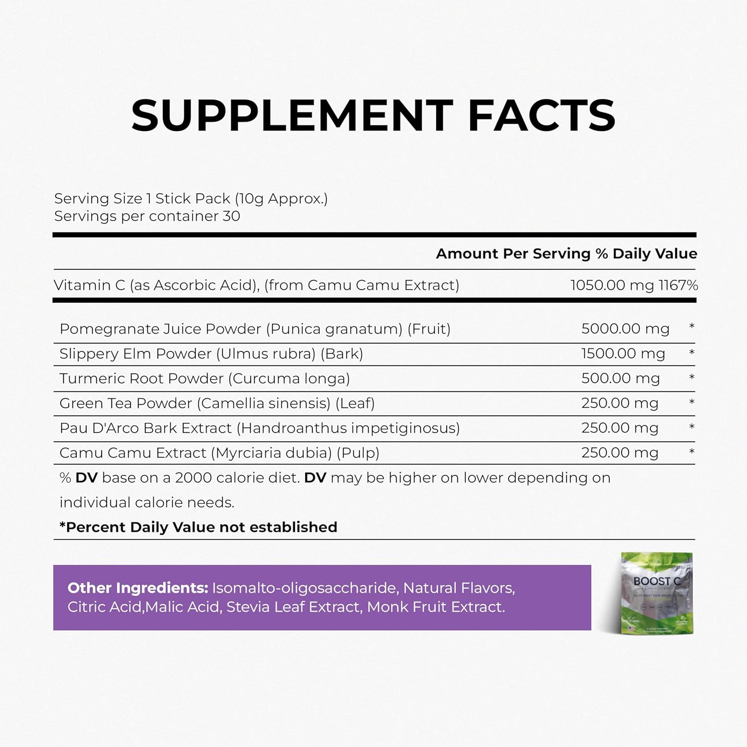 Nutrient-Rich Non-GMO Vitamin C Powder for Smoothies & Shakes - 30 Servings