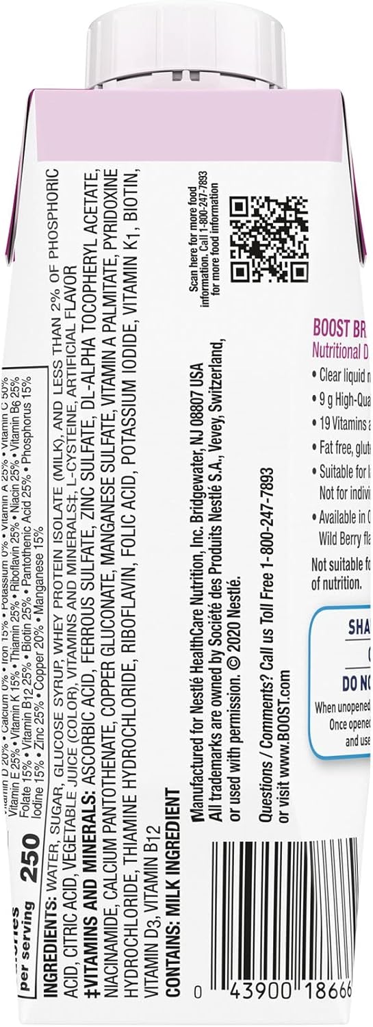 Nutrient-Rich Protein Drinks Variety Pack - Boost Breeze Wild Berry & Ensure Clear Mixed Fruit, Pack of 12, 8 fl oz & 10 fl oz