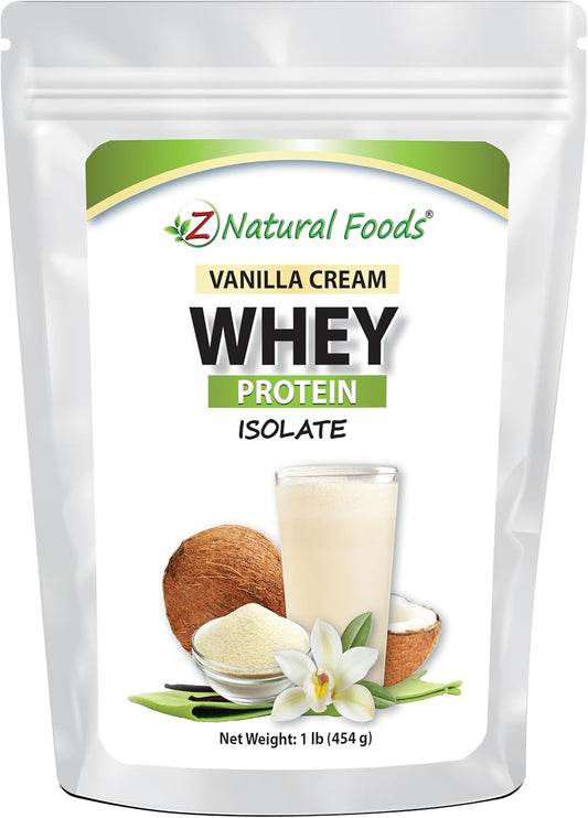 Nutrient-Rich Vanilla Cream Whey Protein Isolate Powder for Heart Health and Immunity, Ideal for Tea, Coffee, Smoothies - Non-GMO, Gluten-Free, Kosher - 1 lb.