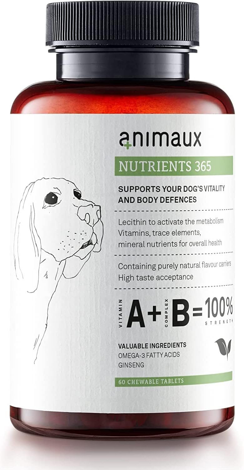 Nutrients 365 for Dogs: All-Natural Vitamins for Immune Health, Skin & Coat, Raw-Feeding Support - 60 Chewable Tablets