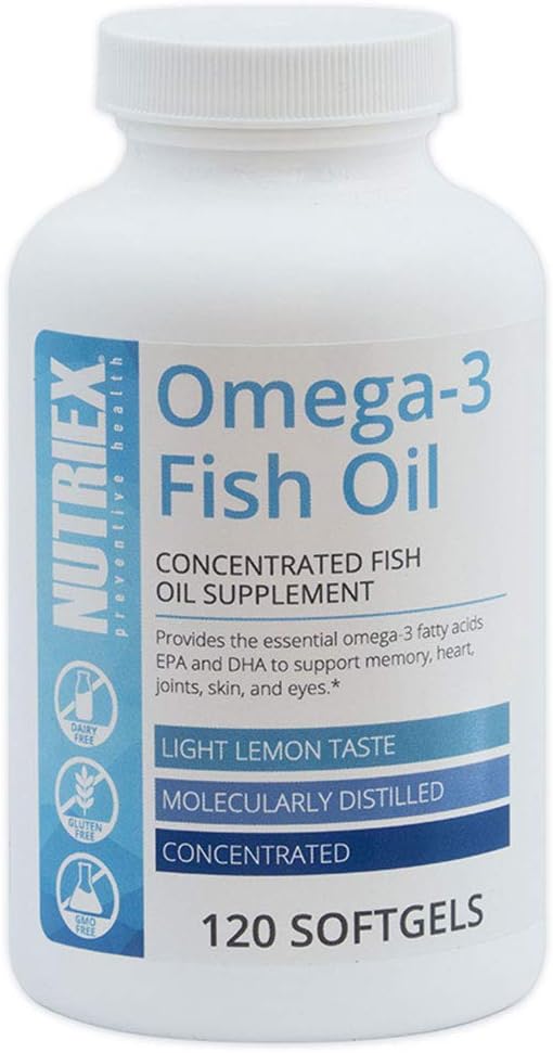 Nutriex Omega-3 Fish Oil Softgels - 120 Count Bottle