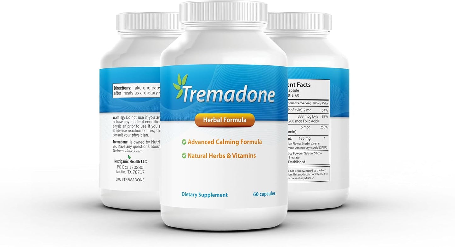 Nutriganix Tremadone Supplement: Natural Relief for Essential Tremors in Hands, Arms, Legs, Head, and Body - Gluten-Free & Dairy-Free (3)