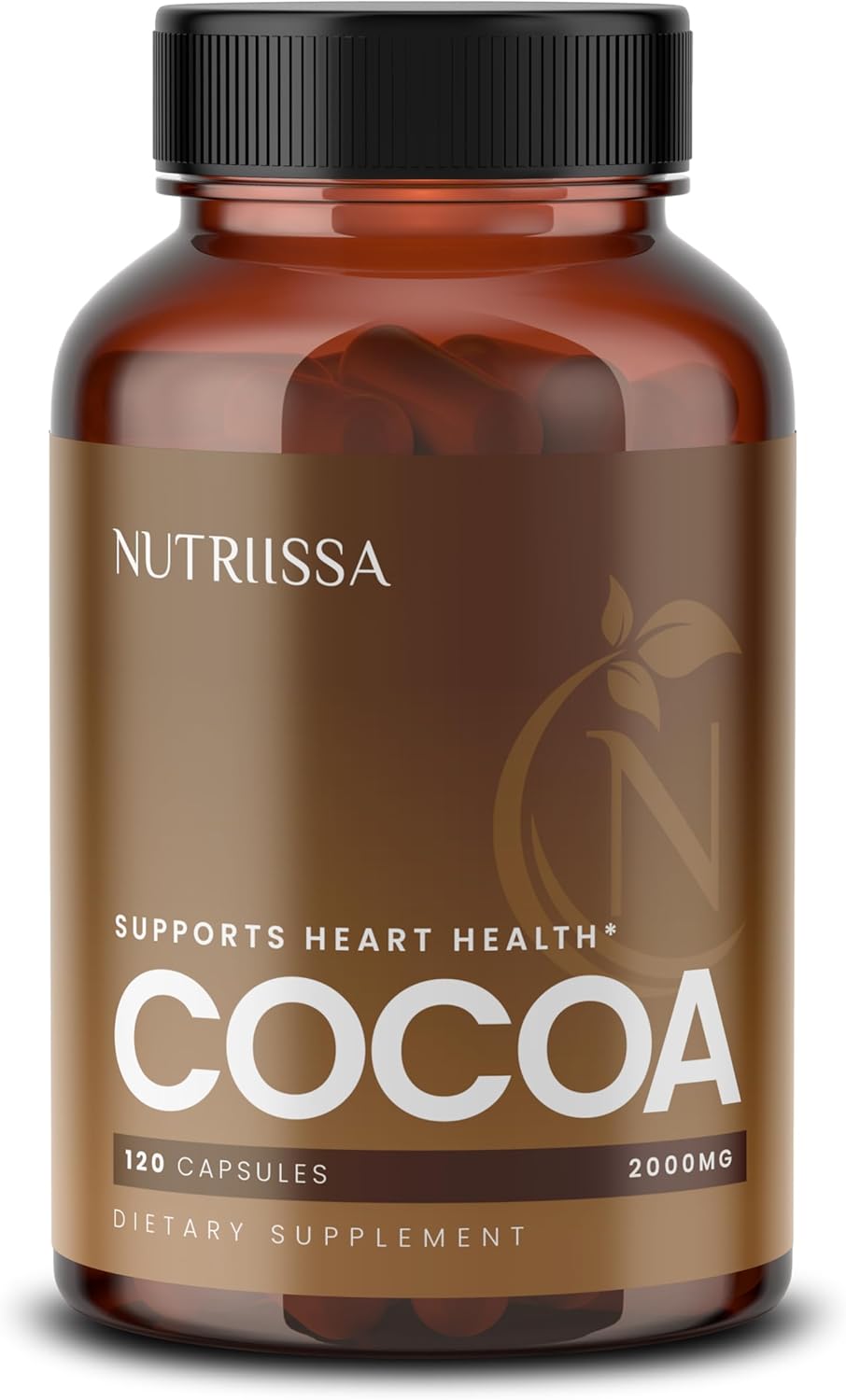 Nutriissa Cocoa Capsules 2000mg - Heart Health & Circulation Support with 500mg Cocoa Flavanols - Vegan, 120 Capsules