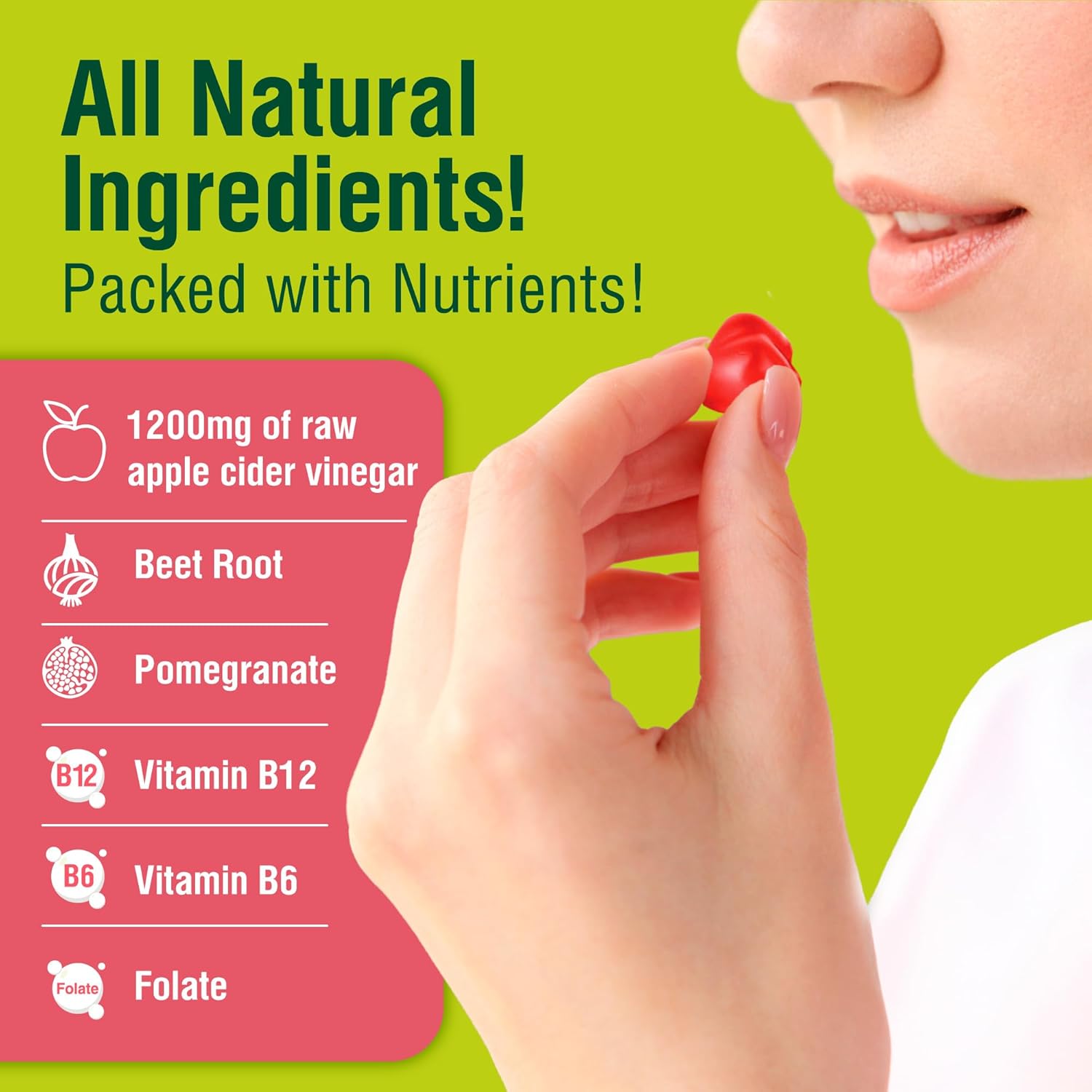 NutriKrisp Keto ACV Gummies - Sugar-Free Apple Cider Vinegar Supplement for Digestion, Hair, and Skin - Gluten-Free for Men and Women (1200MG)