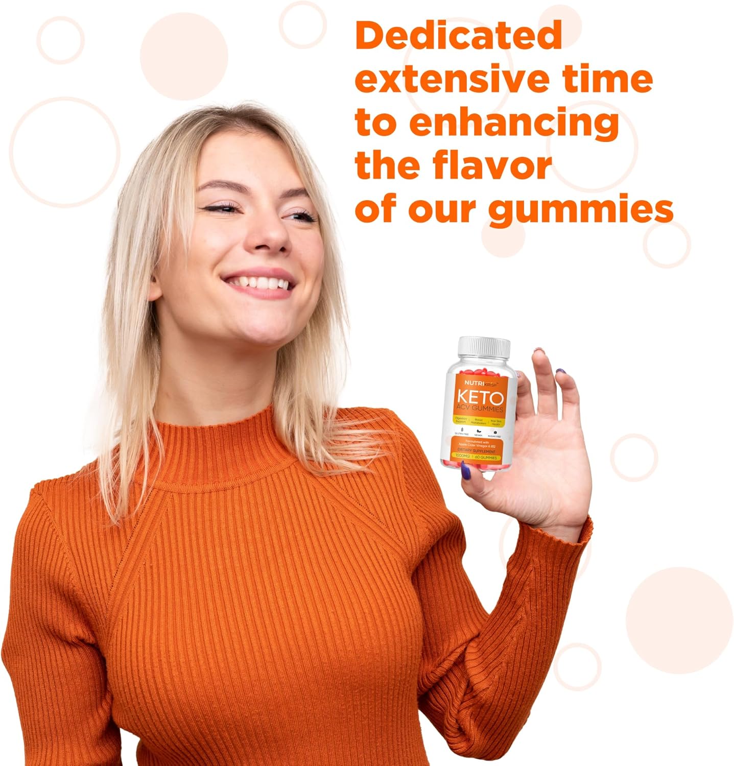 NutriKrisp Keto ACV Gummies - Sugar-Free Apple Cider Vinegar Supplement (1000MG) - Gluten-Free for Men and Women