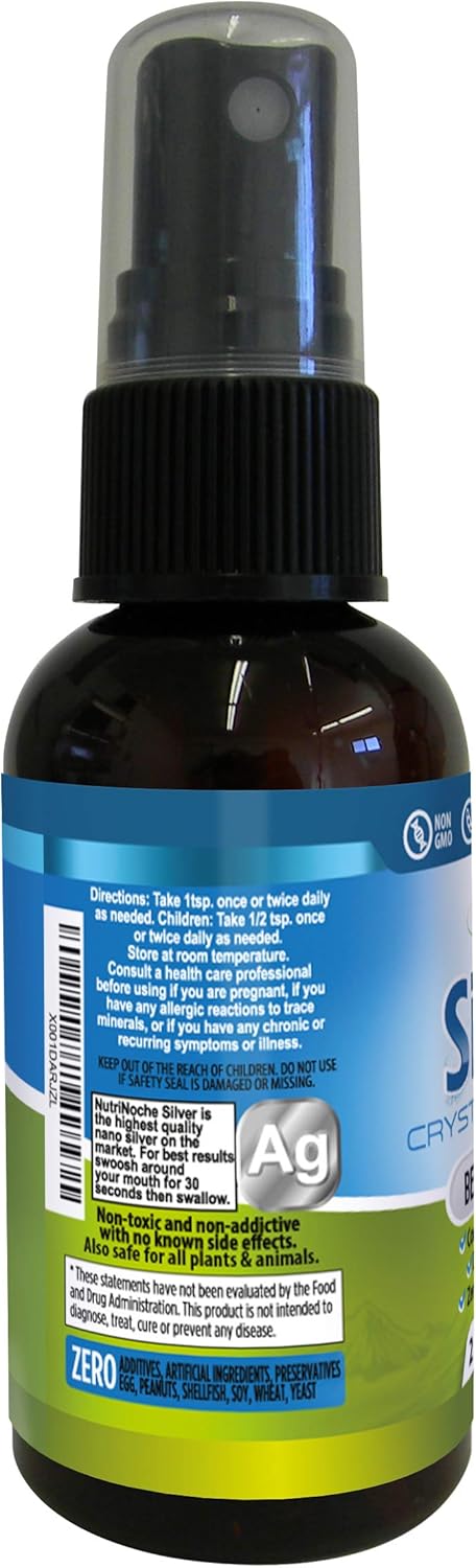 NutriNoche Colloidal Silver Spray | 99.99% Pure Nano Silver Particles | Ultra Crystalline Formula