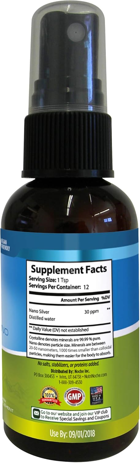 NutriNoche Colloidal Silver Spray | 99.99% Pure Nano Silver Particles | Ultra Crystalline Formula