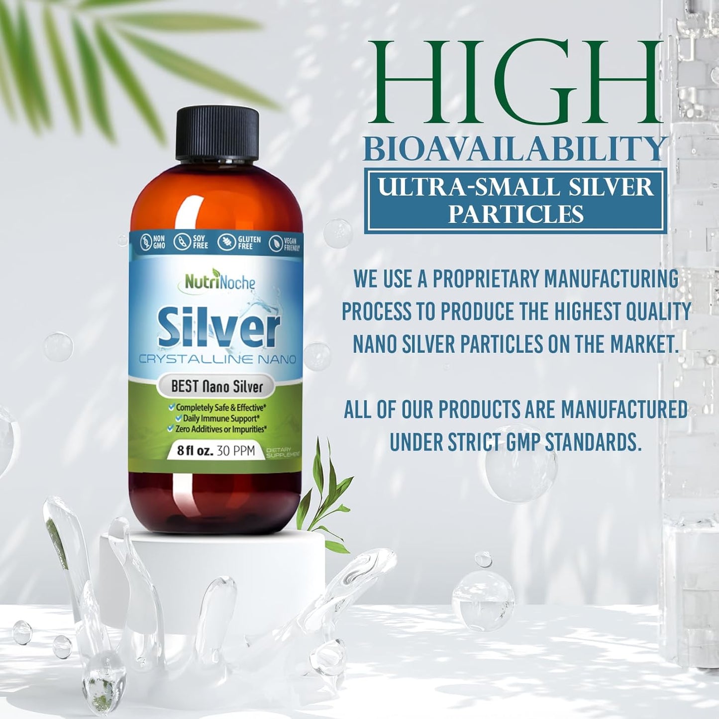 NutriNoche Colloidal Silver Spray | 99.99% Pure Nano Silver Particles | Ultra Crystalline Formula