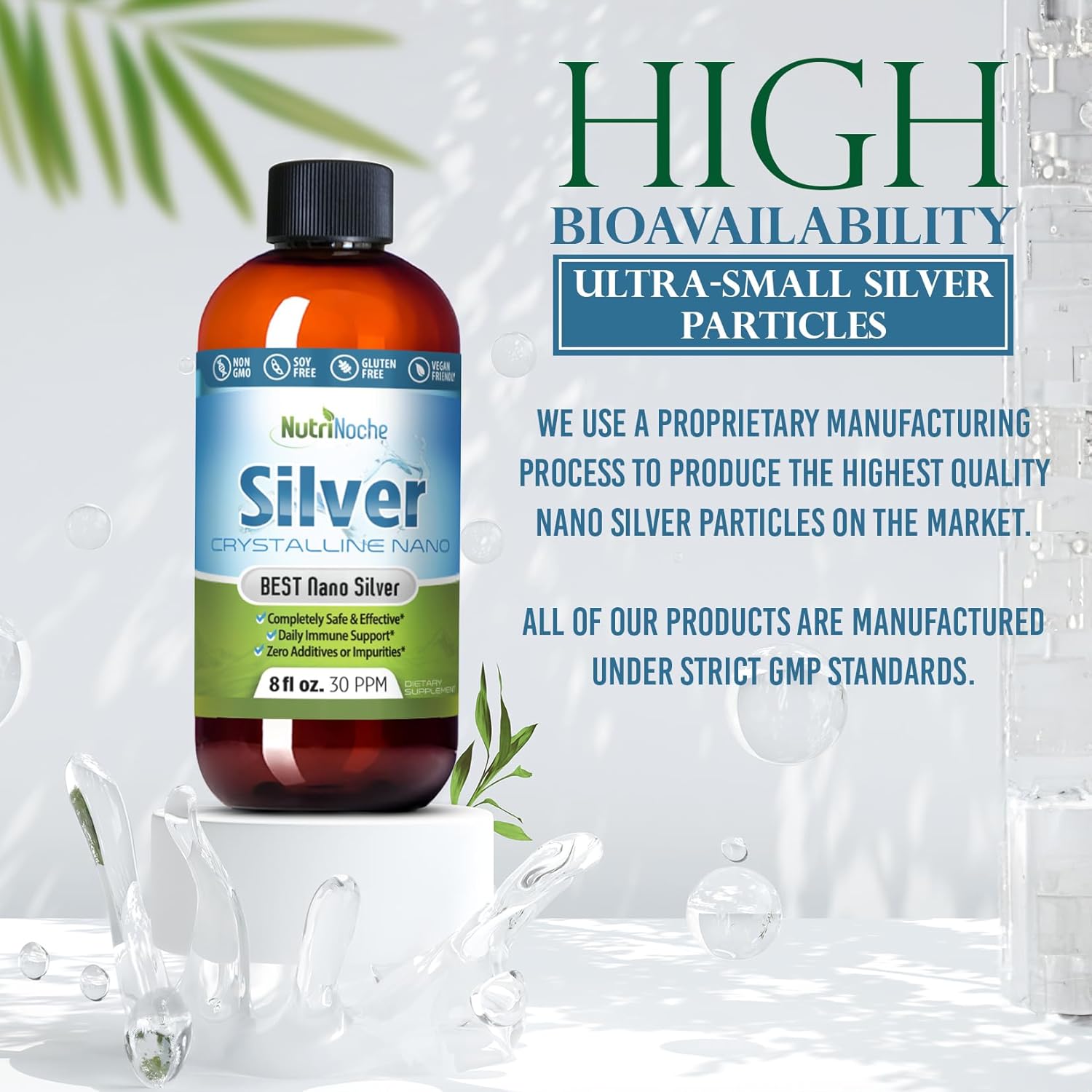 NutriNoche Colloidal Silver Spray | 99.99% Pure Nano Silver Particles | Ultra Crystalline Formula