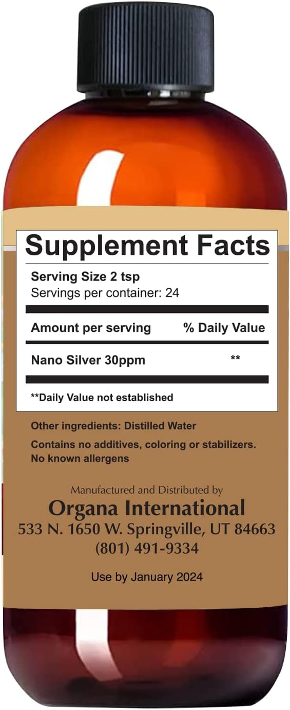 NutriNoche Organa Crystalline Colloidal Silver 30 PPM 8 oz Bottle - Immune Support & Wellness