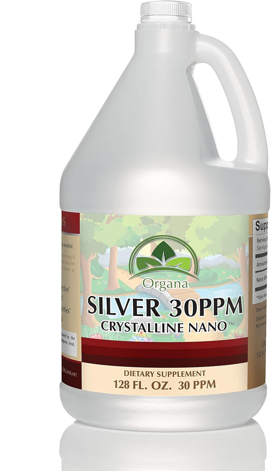 NutriNoche Organa Crystalline Nano Colloidal Silver 30 PPM One Gallon 128 oz - Immune Support Supplement