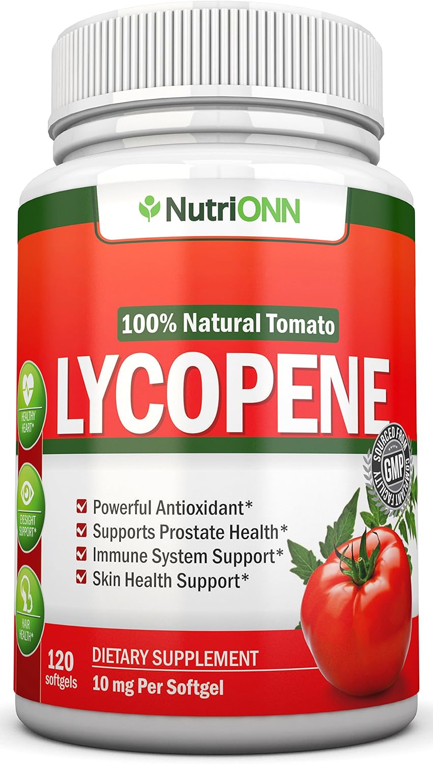 NutriONN Lycopene Softgels - 10MG - 120 Count - 3 Month Supply - Premium Antioxidant from Natural Tomatoes - Supports Prostate, Immune, Heart, and Eye Health - BoostGo Australia