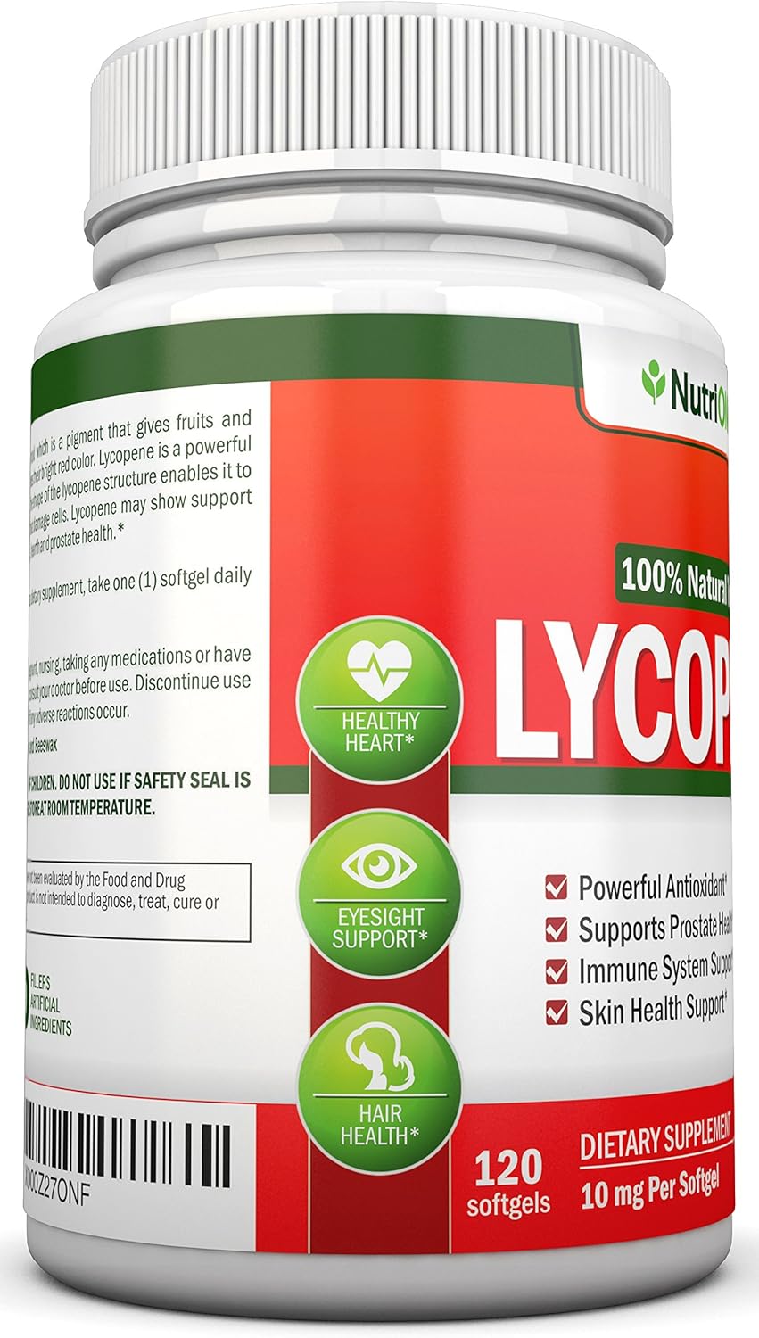 NutriONN Lycopene Softgels - 10MG - 120 Count - 3 Month Supply - Premium Antioxidant from Natural Tomatoes - Supports Prostate, Immune, Heart, and Eye Health - BoostGo Australia