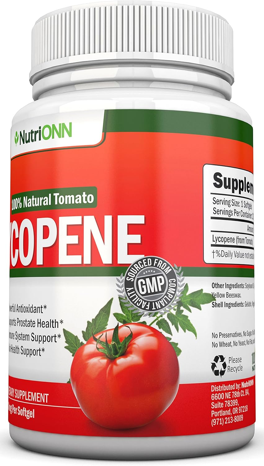 NutriONN Lycopene Softgels - 10MG - 120 Count - 3 Month Supply - Premium Antioxidant from Natural Tomatoes - Supports Prostate, Immune, Heart, and Eye Health - BoostGo Australia