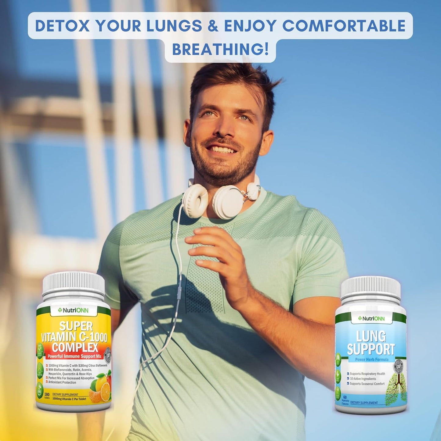 NutriONN Super Vitamin C Complex Tablets and Lung Support Capsules Combo for Enhanced Lung Health