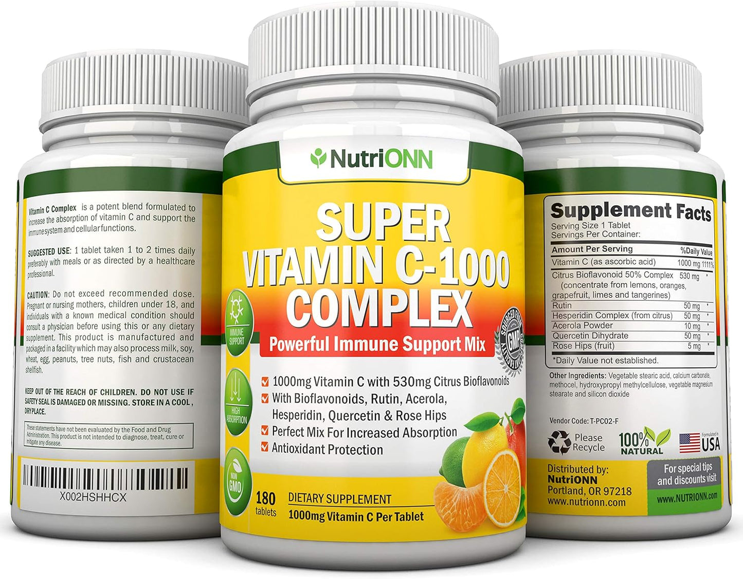 NutriONN Super Vitamin C Complex Tablets and Lung Support Capsules Combo for Enhanced Lung Health