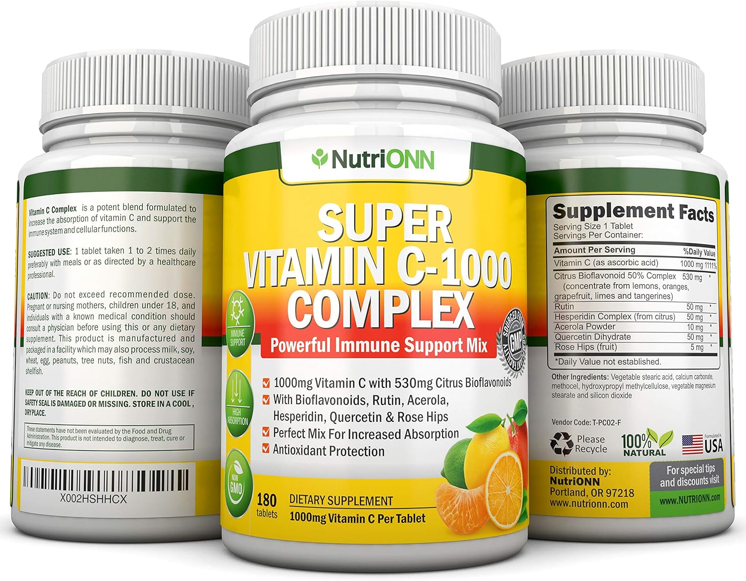NutriONN Super Vitamin C Complex Tablets and Lung Support Capsules Combo for Enhanced Lung Health