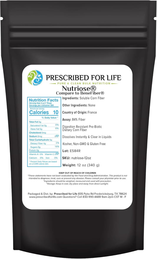 Nutriose Powder: Prebiotic Soluble Corn Fiber Supplement for Adults - Gluten Free, Vegan, Non GMO (12oz)