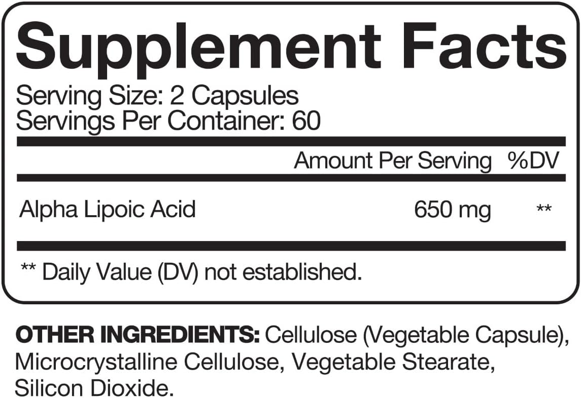 NutriPeeps Alpha Lipoic Acid Supplement - 650mg, 120 Capsules - Non-GMO Antioxidant for Immune & Cognitive Health