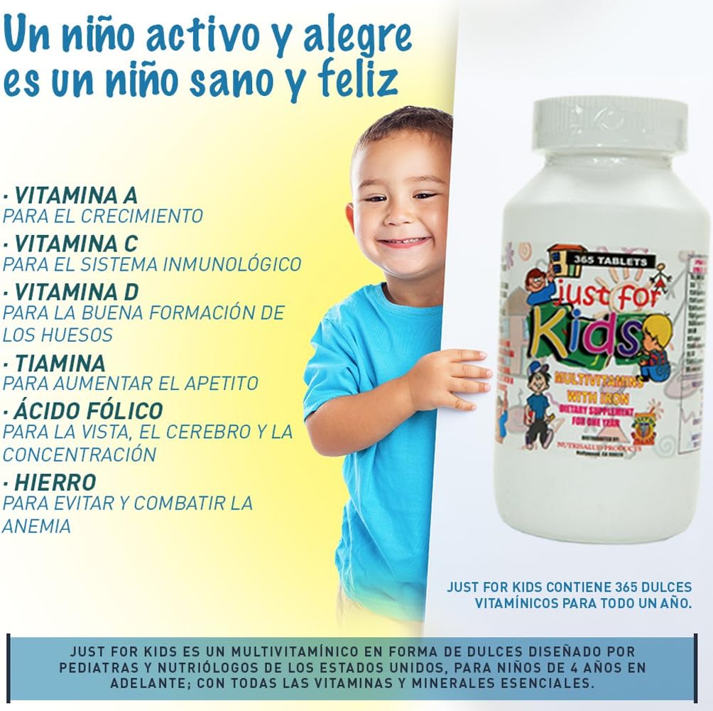 Nutrisalud Kids Vitamins: Complete Year-Long Supplement for Growth, Memory, and Appetite. Chewable Vitamins and Minerals for Children 4+.