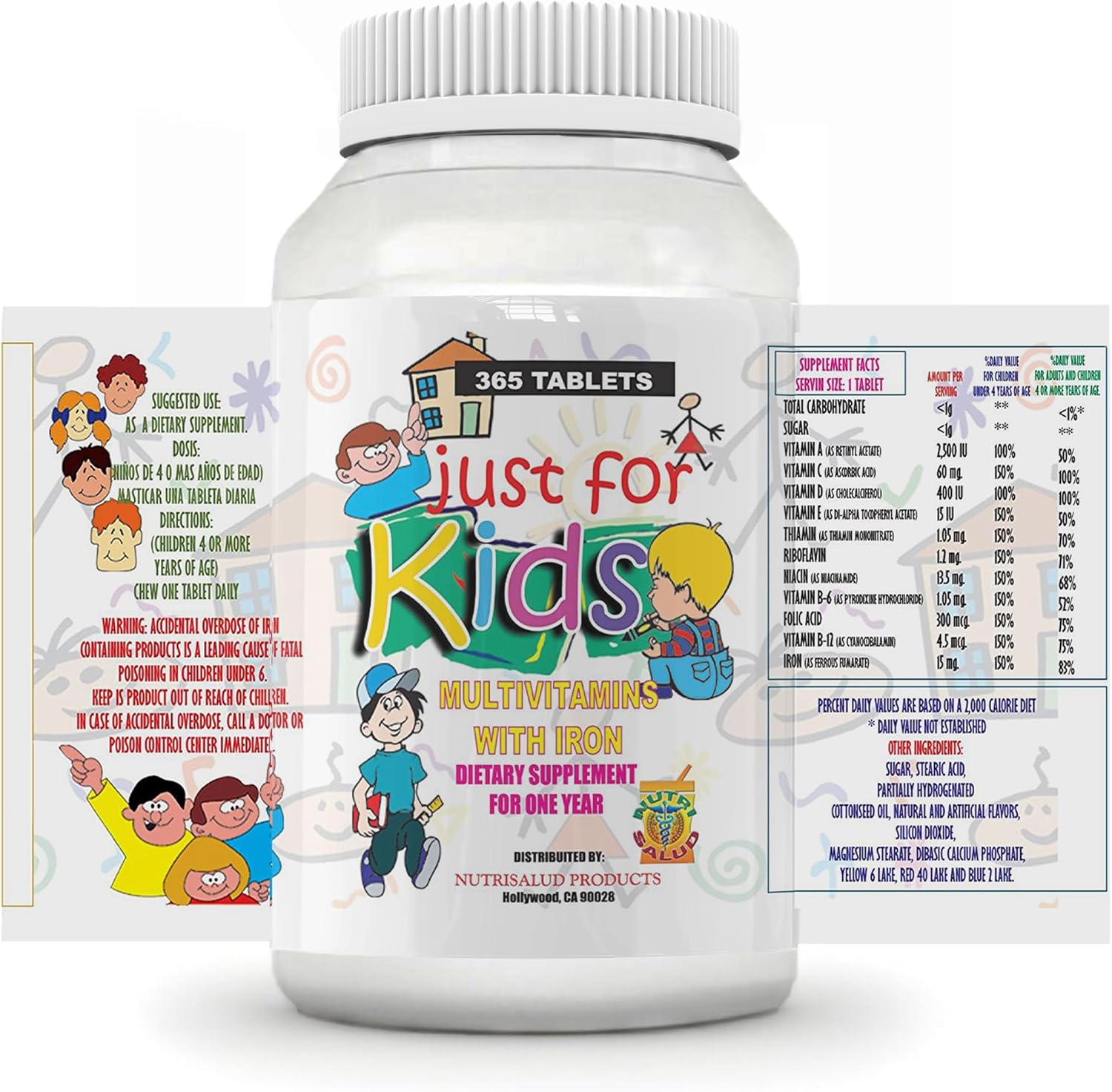 Nutrisalud Kids Vitamins: Complete Year-Long Supplement for Growth, Memory, and Appetite. Chewable Vitamins and Minerals for Children 4+.