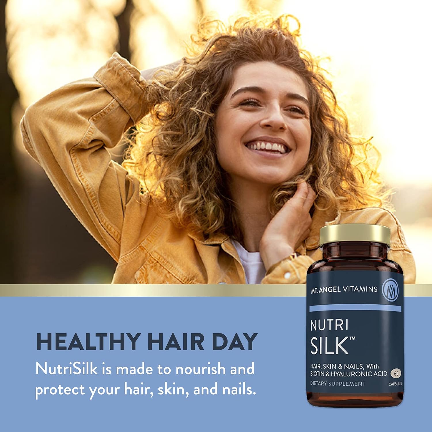 NutriSilk Capsules by Mt. Angel Vitamins - Boost Collagen, Support Healthy Hair & Skin with B Vitamins - 60 Capsules