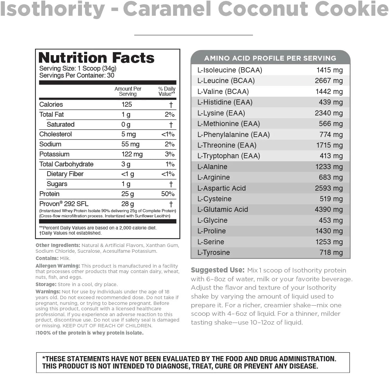 Nutrithority Isothority Whey Protein Isolate, Caramel Coconut Cookie, 2 lb - High Absorption BCAA Powder, 25g Protein Per Serving - Muscle Building & Recovery Accelerator