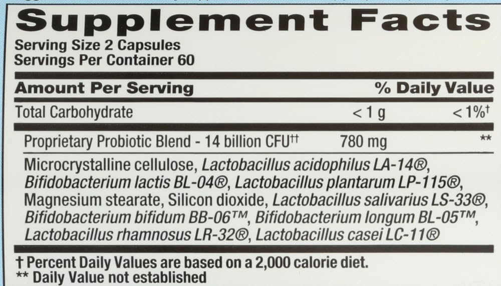 Nutrition Now PB 8 Probiotic Acidophilus Capsules, 120-Count x 2 Pack for Digestive Health