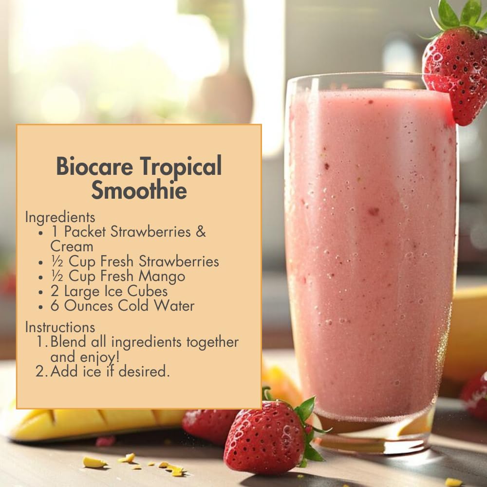 Nutritional Beverage for GLP-1 Users - High Protein Dietary Powder Drink with 26 Vitamins/Minerals, Supports Digestive Health - Strawberries & Cream Flavor (14 Count)