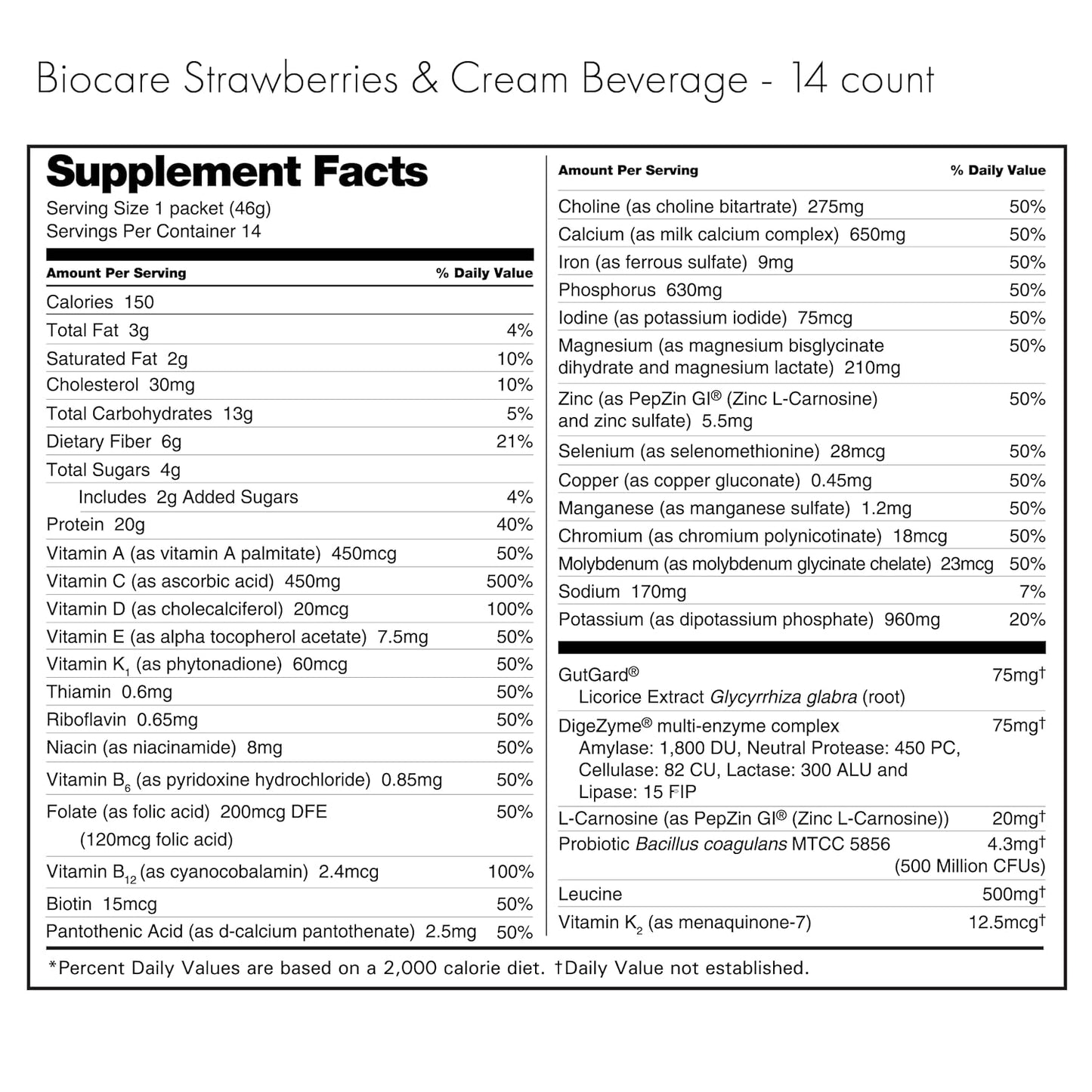 Nutritional Beverage for GLP-1 Users - High Protein Dietary Powder Drink with 26 Vitamins/Minerals, Supports Digestive Health - Strawberries & Cream Flavor (14 Count)