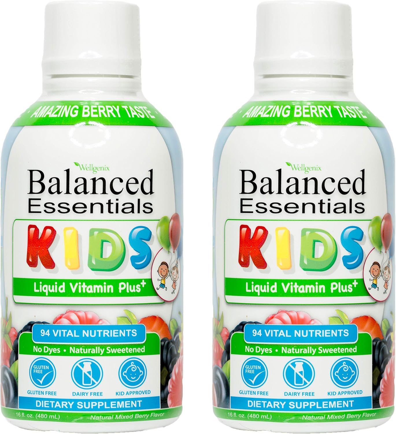 Nutritional Multivitamin for Picky Eaters - Kids Liquid Vitamin with Immune Boost - 16oz x 2 Pack - Overall Health Support for Children